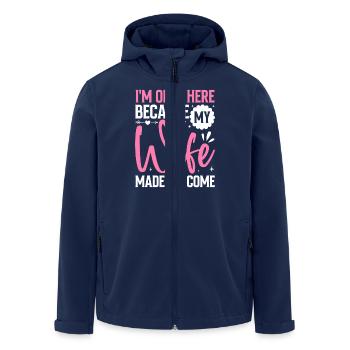 Funny Husband Saying Motif with Humor - Men’s Recycled Softshell Jacket by Stanley/Stella - navy - Front - AI Model Male 185 light (185cm)