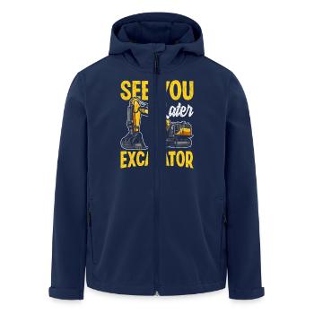 See You Later Excavator Construction Humor Design - Men’s Recycled Softshell Jacket by Stanley/Stella - navy - Front - AI Model Male 185 light (185cm)