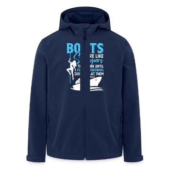 Humorvolles Boot und Unterhaltung Spruchmotiv - Recycelte Männer Softshell-Jacke von Stanley/Stella - Navy - Vorne - AI Model Male 185 light (185cm)