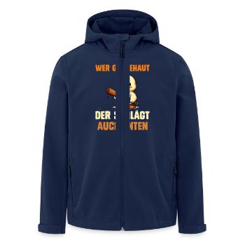 Faschingskostüm WER GÄNSEHAUT DER SCHLÄGT AUCH - Recycelte Männer Softshell-Jacke von Stanley/Stella - Navy - Vorne - AI Model Male 185 light (185cm)