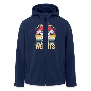 yes Buddy Light Weights Fitness Saying - Men’s Recycled Softshell Jacket by Stanley/Stella - navy - Front - AI Model Male 185 light (185cm)