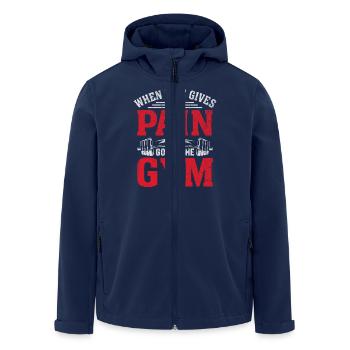 When life hurts, go to the gym - Men’s Recycled Softshell Jacket by Stanley/Stella - navy - Front - AI Model Male 185 light (185cm)