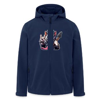 Cat Guitariste de Rock and Roll - Veste softshell homme en polyester recyclé Stanley/Stella - marine - Devant - AI Model Male 185 light (185cm)