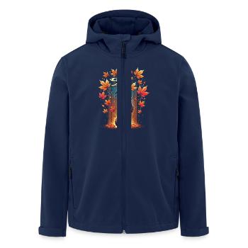 Thanksgiving Dino Skelett Herbstblätter Kürbis - Recycelte Männer Softshell-Jacke von Stanley/Stella - Navy - Vorne - AI Model Male 185 light (185cm)