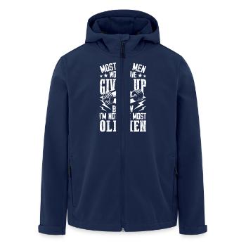 Not like most old men - Men’s Recycled Softshell Jacket by Stanley/Stella - navy - Front - AI Model Male 185 light (185cm)