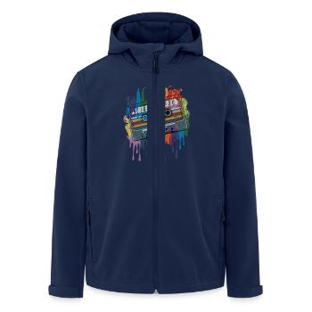80s Retro Cassette Splash Classic Cassette Tape - Recycelte Männer Softshell-Jacke von Stanley/Stella - Navy - Vorne - AI Model Male 185 light (185cm)