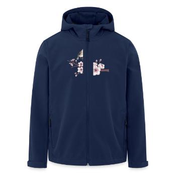 Kirschblüte Vogel Illustration Cherry Blossom Bird - Recycelte Männer Softshell-Jacke von Stanley/Stella - Navy - Vorne - AI Model Male 185 light (185cm)