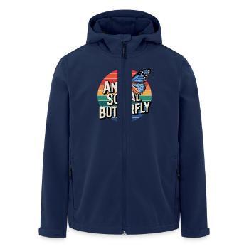 Papillon Pas de Parler Laisser tranquille - Veste softshell homme en polyester recyclé Stanley/Stella - marine - Devant - AI Model Male 185 light (185cm)