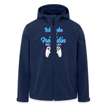 Gaming Love for Girlfriend - Funny Gift Idea - Men’s Recycled Softshell Jacket by Stanley/Stella - navy - Front - AI Model Male 185 light (185cm)