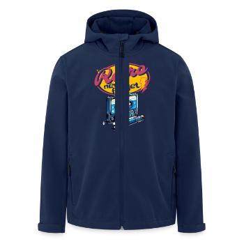Retro Cassette and Pen Never Forget Cool Fun - Men’s Recycled Softshell Jacket by Stanley/Stella - navy - Front - AI Model Male 185 light (185cm)