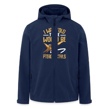 Funny Pterodactyl Dinosaur Design - Men’s Recycled Softshell Jacket by Stanley/Stella - navy - Front - AI Model Male 185 light (185cm)