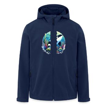 Orca Killer Whale - Men’s Recycled Softshell Jacket by Stanley/Stella - navy - Front - AI Model Male 185 light (185cm)