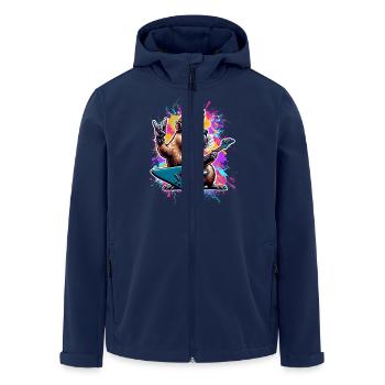 Capybara Rock and Roll Gitarrist - Recycelte Männer Softshell-Jacke von Stanley/Stella - Navy - Vorne - AI Model Male 185 light (185cm)