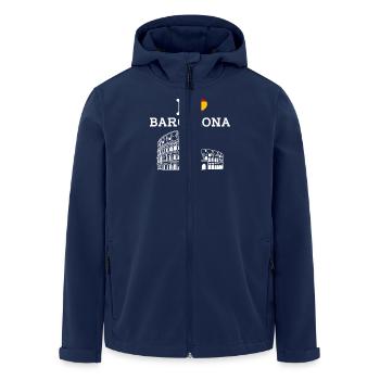I Love Barcelona Spain Heart Flag Colosseum Pun - Men’s Recycled Softshell Jacket by Stanley/Stella - navy - Front - AI Model Male 185 light (185cm)