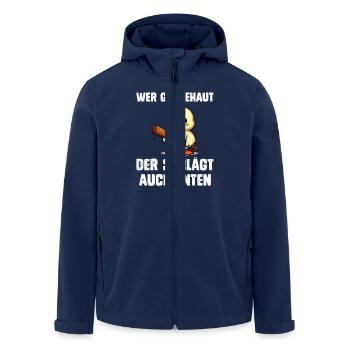 Faschingskostüm WER GÄNSEHAUT DER SCHLÄGT AUCH - Recycelte Männer Softshell-Jacke von Stanley/Stella - Navy - Vorne - AI Model Male 185 light (185cm)