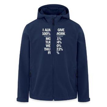 I Always Give 100 At Work Funny Work Sarcastic - Men’s Recycled Softshell Jacket by Stanley/Stella - navy - Front - AI Model Male 185 light (185cm)