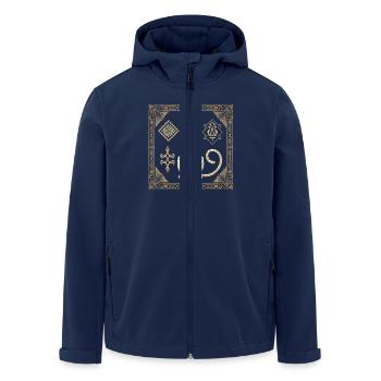 Gepard Kunst: Eleganz und Stil in Goldenen - Recycelte Männer Softshell-Jacke von Stanley/Stella - Navy - Vorne - AI Model Male 185 light (185cm)
