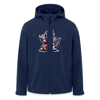 Cat Guitariste de Rock and Roll - Veste softshell homme en polyester recyclé Stanley/Stella - marine - Devant - AI Model Male 185 light (185cm)