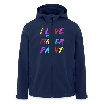 I'M PAINT - I Love to Finger Paint – Finger Paints - Men’s Recycled Softshell Jacket by Stanley/Stella - navy - Front - AI Model Male 185 light (185cm)