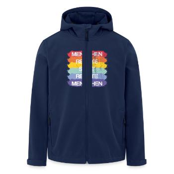 Menschenrechte statt rechte Menschen Demokratie - Recycelte Männer Softshell-Jacke von Stanley/Stella - Navy - Vorne - AI Model Male 185 light (185cm)