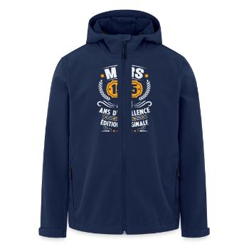 Vintage Mars 1985 Cadeau Anniversaire 40 Ans - Veste softshell homme en polyester recyclé Stanley/Stella - marine - Devant - AI Model Male 185 light (185cm)