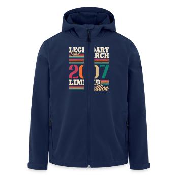 Vintage 2007 March Retro Birthday Gift - Men’s Recycled Softshell Jacket by Stanley/Stella - navy - Front - AI Model Male 185 light (185cm)