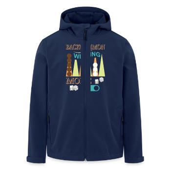 Backgammon Spiel - Recycelte Männer Softshell-Jacke von Stanley/Stella - Navy - Vorne - AI Model Male 185 light (185cm)
