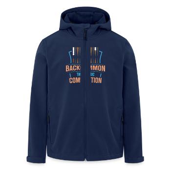 Backgammon Spiel - Recycelte Männer Softshell-Jacke von Stanley/Stella - Navy - Vorne - AI Model Male 185 light (185cm)