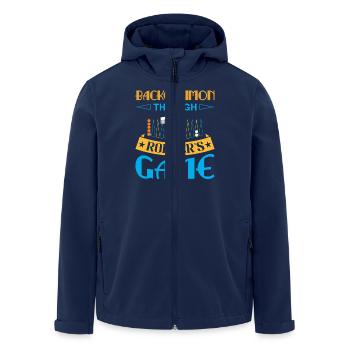 Backgammon Spiel - Recycelte Männer Softshell-Jacke von Stanley/Stella - Navy - Vorne - AI Model Male 185 light (185cm)