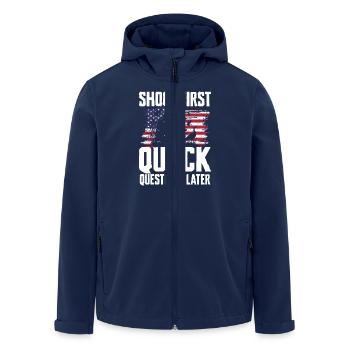 Duck hunters shoot heavier loads flag - Men’s Recycled Softshell Jacket by Stanley/Stella - navy - Front - AI Model Male 185 light (185cm)