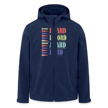 Backgammon Spiel - Recycelte Männer Softshell-Jacke von Stanley/Stella - Navy - Vorne - AI Model Male 185 light (185cm)