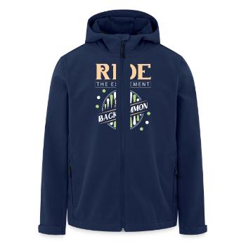 Backgammon Spiel - Recycelte Männer Softshell-Jacke von Stanley/Stella - Navy - Vorne - AI Model Male 185 light (185cm)