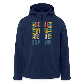 Backgammon Spiel - Recycelte Männer Softshell-Jacke von Stanley/Stella - Navy - Vorne - AI Model Male 185 light (185cm)