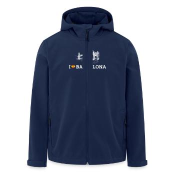 J’aime Barcelone Golden Gate Bridge Lover Drapeau Jeu de mots - Veste softshell homme en polyester recyclé Stanley/Stella - marine - Devant - AI Model Male 185 light (185cm)
