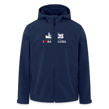 J’aime Barcelone Coeur Drapeau Golden Gate Bridge Jeu de mots - Veste softshell homme en polyester recyclé Stanley/Stella - marine - Devant - AI Model Male 185 light (185cm)