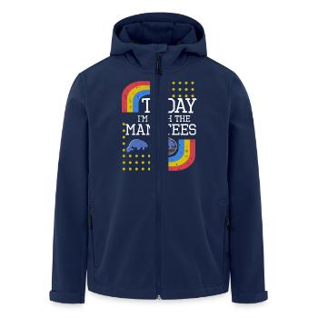 Vintage Slogan MANATEES - Men’s Recycled Softshell Jacket by Stanley/Stella - navy - Front - AI Model Male 185 light (185cm)