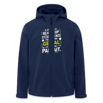 Die Erfahrung hat mich ausgezeichnet gemacht. - Recycelte Männer Softshell-Jacke von Stanley/Stella - Navy - Vorne - AI Model Male 185 light (185cm)