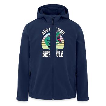 Aus Dem Weg Ich Muss In Die Schule Dinosaurier - Recycelte Männer Softshell-Jacke von Stanley/Stella - Navy - Vorne - AI Model Male 185 light (185cm)