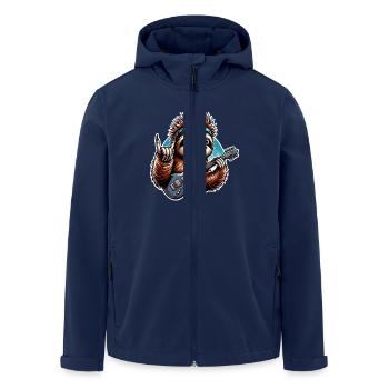 Faultier Rock and Roll Gitarrist - Recycelte Männer Softshell-Jacke von Stanley/Stella - Navy - Vorne - AI Model Male 185 light (185cm)