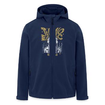 Monkey Grooves T-Shirt: Techno-Vibes in Ekstase! - Recycelte Männer Softshell-Jacke von Stanley/Stella - Navy - Vorne - AI Model Male 185 light (185cm)