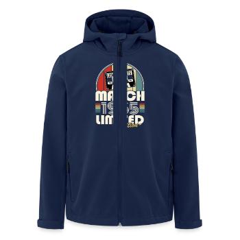 Legendary since March 1965 vintage birthday - Men’s Recycled Softshell Jacket by Stanley/Stella - navy - Front - AI Model Male 185 light (185cm)