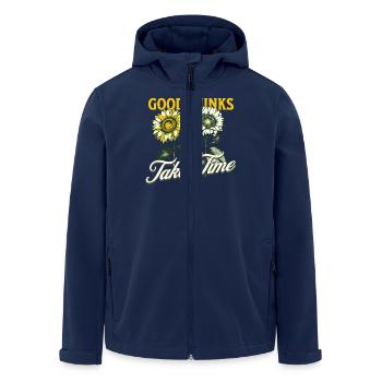 Good Thinks Good Thoughts Sunflower Summer Vibe - Men’s Recycled Softshell Jacket by Stanley/Stella - navy - Front - AI Model Male 185 light (185cm)