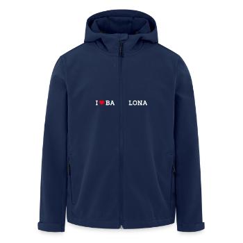 I Love Barcelona Spain Flag Statue Of Liberty Pun - Men’s Recycled Softshell Jacket by Stanley/Stella - navy - Front - AI Model Male 185 light (185cm)
