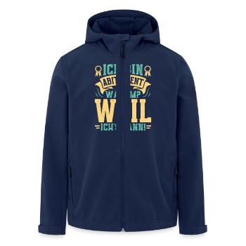 Abitur BIN ABITURIENT WEIL ICH'S KANN Abi Lustiges - Recycelte Männer Softshell-Jacke von Stanley/Stella - Navy - Vorne - AI Model Male 185 light (185cm)