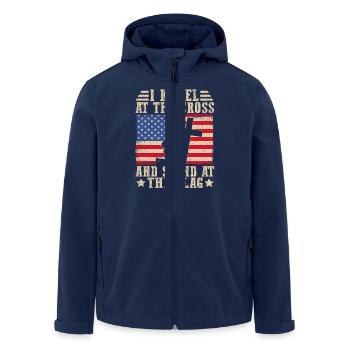 I kneel at the cross and stand at the flag - Men’s Recycled Softshell Jacket by Stanley/Stella - navy - Front - AI Model Male 185 light (185cm)