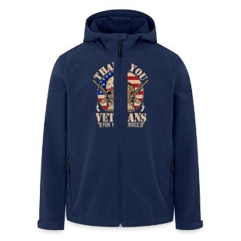 Vielen Dank an die Veteranen für Ihren Dienst - Recycelte Männer Softshell-Jacke von Stanley/Stella - Navy - Vorne - AI Model Male 185 light (185cm)