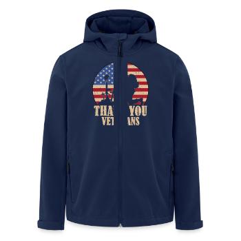 Vielen Dank an die Veteranen - Recycelte Männer Softshell-Jacke von Stanley/Stella - Navy - Vorne - AI Model Male 185 light (185cm)