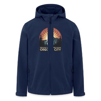 Discover the wilderness within Oregon City - Men’s Recycled Softshell Jacket by Stanley/Stella - navy - Front - AI Model Male 185 light (185cm)