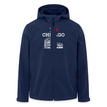 Ich liebe Chicago Flagge Herz Illinois Liebhaber USA Wortspiel - Recycelte Männer Softshell-Jacke von Stanley/Stella - Navy - Vorne - AI Model Male 185 light (185cm)