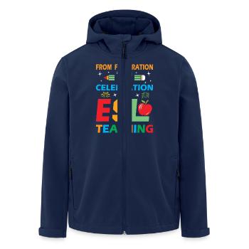 ESL-Lehrer ESL Unterricht - Recycelte Männer Softshell-Jacke von Stanley/Stella - Navy - Vorne - AI Model Male 185 light (185cm)